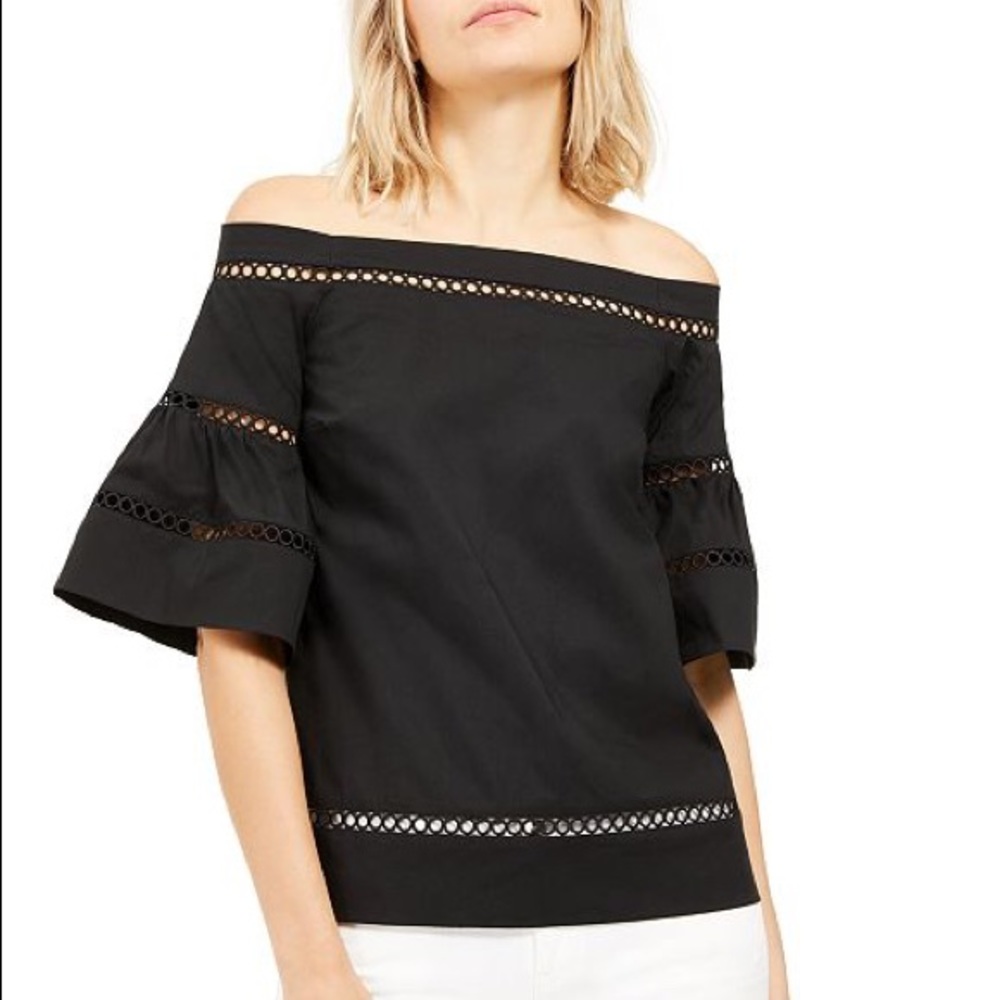 Michael Kors Crochet Eyelet Off the Shoulder Top